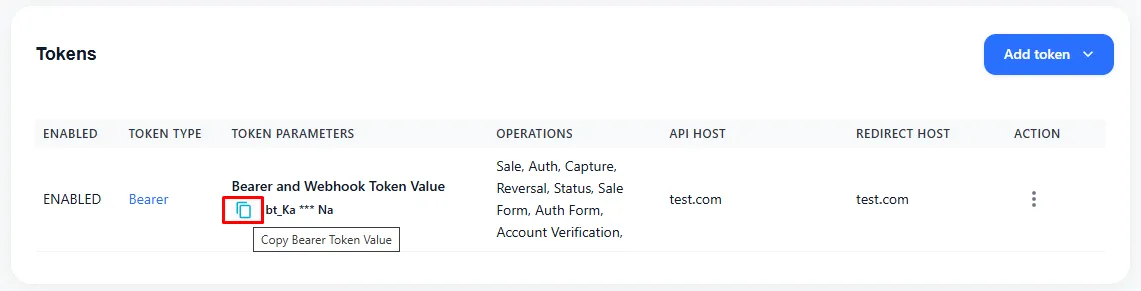 Copy token